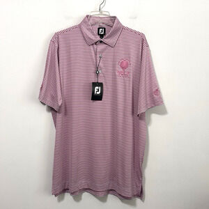 Footjoy Mens Lisle Feeder Stripe‎ Polo Pink XL Methodist Health Golf Merch NEW